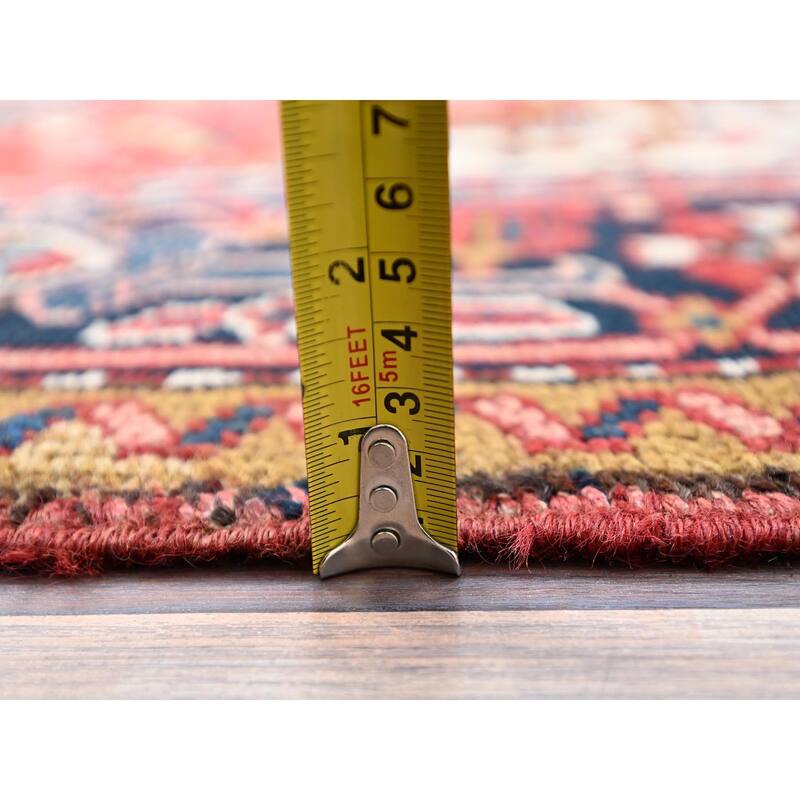 Shahbanu Rugs Husker Red Vintage Persian Heriz Pure Wool Hand Knotted